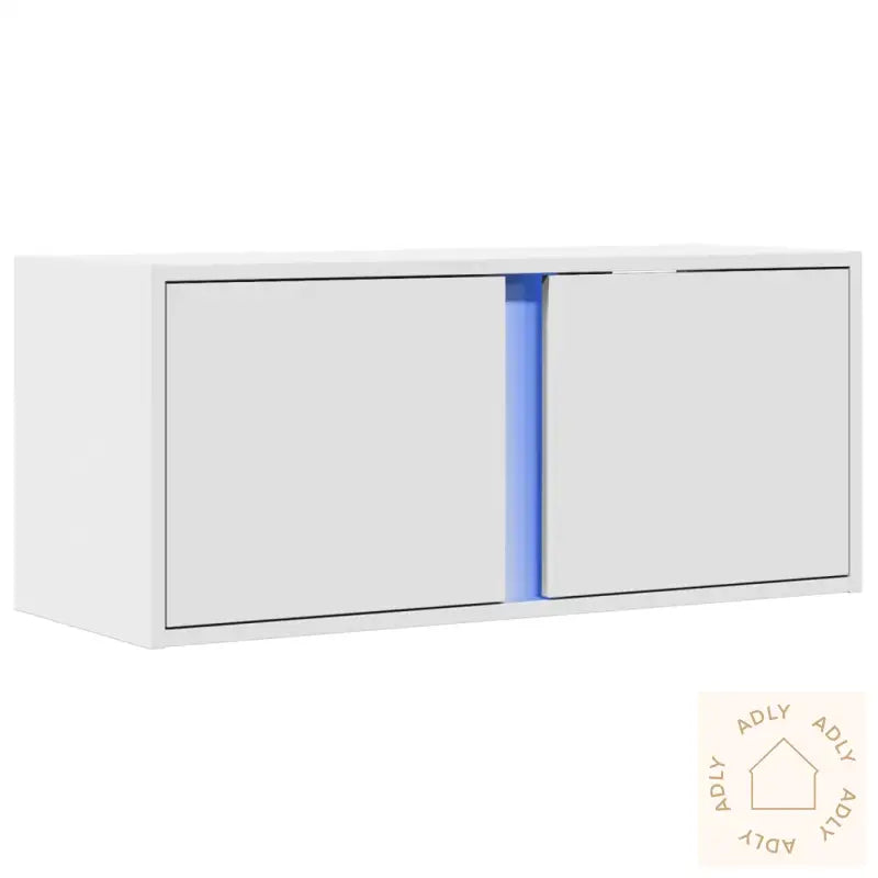 Vegghengt Tv-Benk Med Led Hvit 80X31X35 Cm