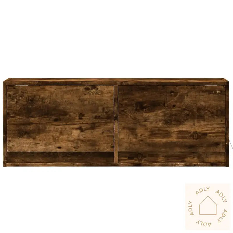 Vegghengt Tv-Benk Med Led Røkt Eik 100X31X35 Cm