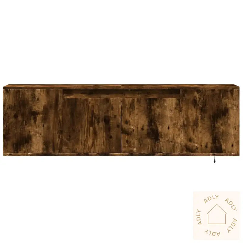 Vegghengt Tv-Benk Med Led Røkt Eik 135X31X39,5 Cm