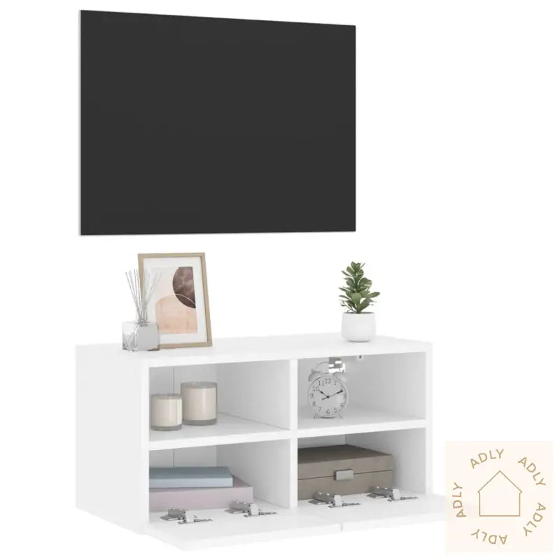 Veggmontert Tv-Benk Hvit 60X30X30 Cm Konstruert Tre