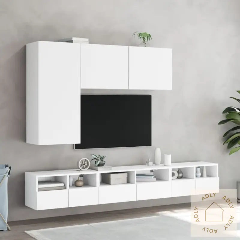 Veggmontert Tv-Benk Hvit 60X30X30 Cm Konstruert Tre