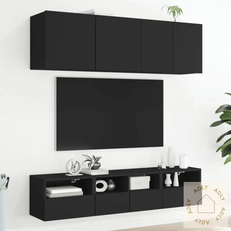 Vegghengt Tv-Benk Svart 40X30X30 Cm Konstruert Tre