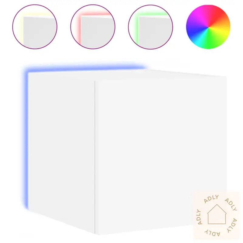 Vegghengt Tv-Benk Med Led Hvit 30,5X35X30 Cm