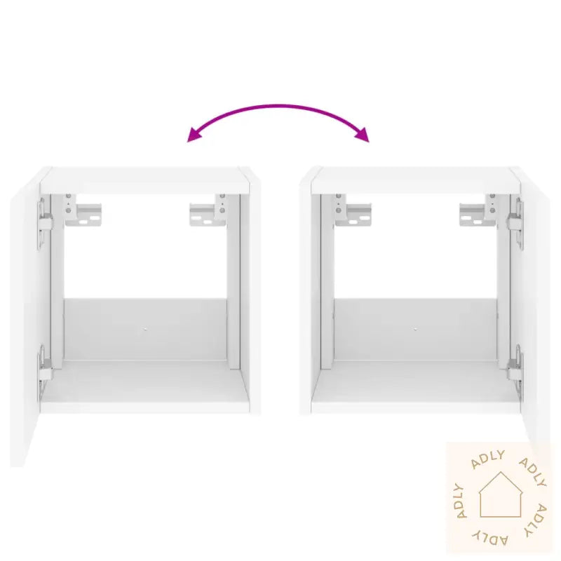 Vegghengt Tv-Benk Med Led Hvit 30,5X35X30 Cm