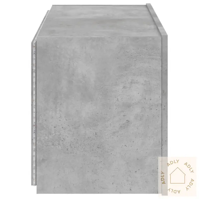 Vegghengt Tv-Benk Med Led-Lys Betonggrå 80X35X41 Cm