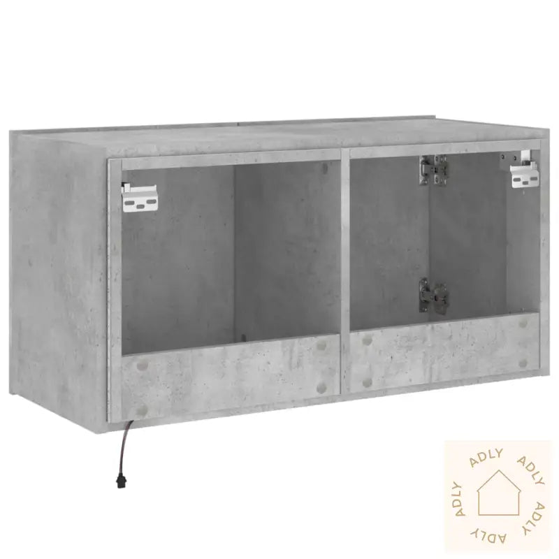 Vegghengt Tv-Benk Med Led-Lys Betonggrå 80X35X41 Cm