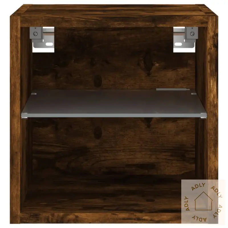 Vegghengt Tv-Benk Med Led Røkt Eik 30X28,5X30 Cm