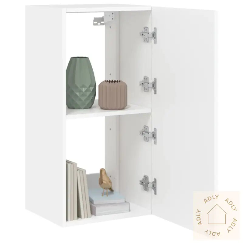 Vegghengt Tv-Benk Med Led Hvit 40,5X35X80 Cm