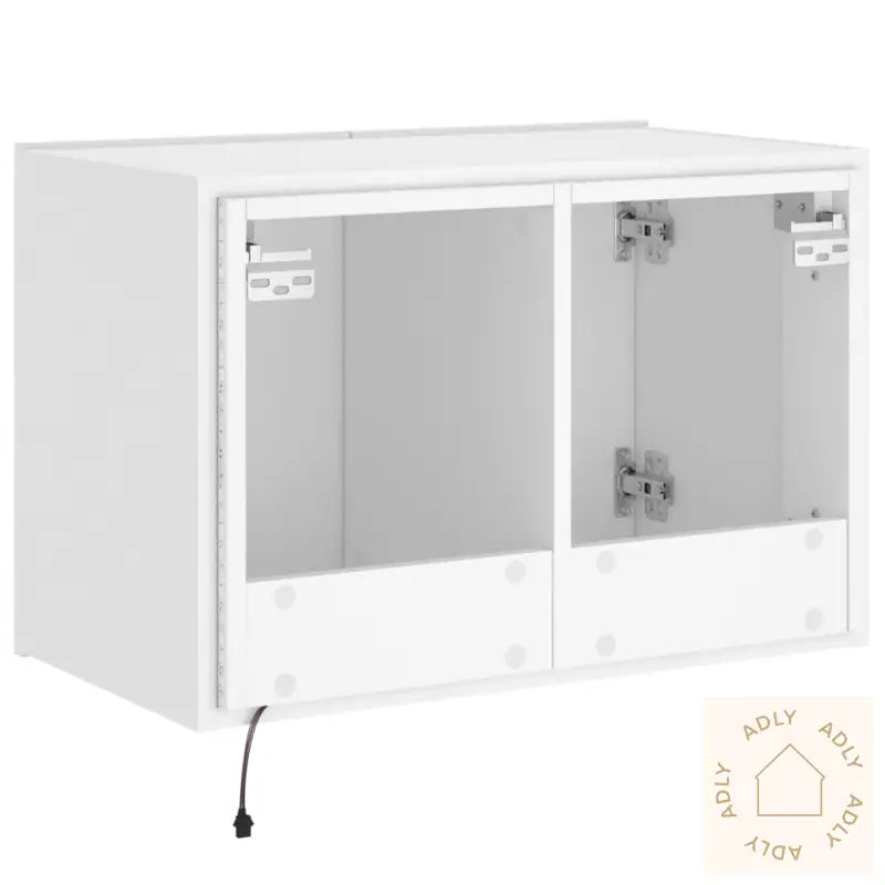 Vegghengt Tv-Benk Med Led Hvit 60X35X41 Cm