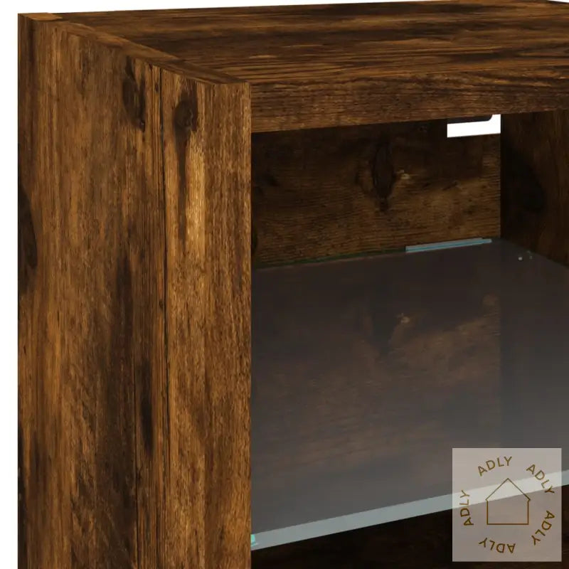 Vegghengt Tv-Benk Med Led Røkt Eik 30X28,5X30 Cm