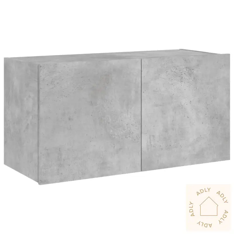 Vegghengt Tv-Benk Med Led-Lys Betonggrå 80X35X41 Cm