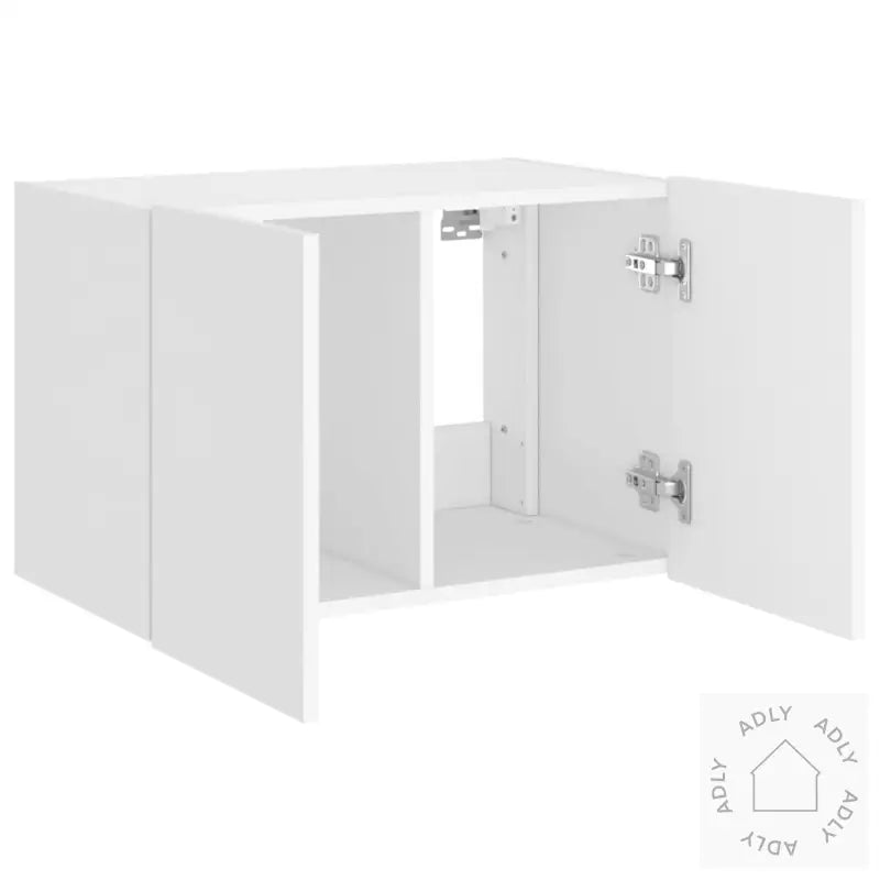 Vegghengt Tv-Benk Med Led Hvit 60X35X41 Cm