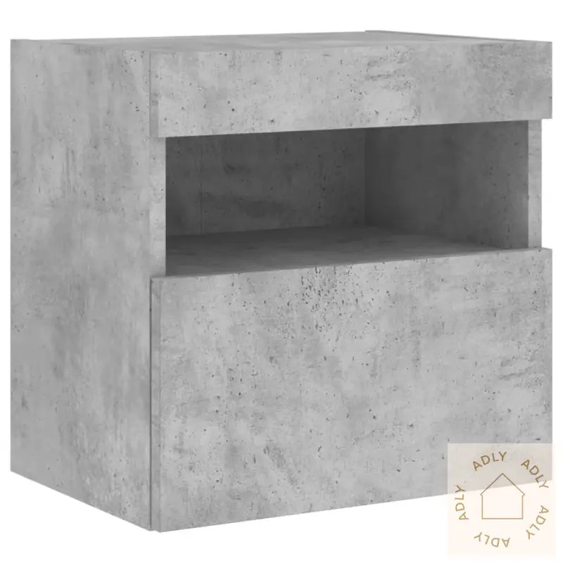 Vegghengt Tv-Benk Med Led-Lys Betonggrå 40X30X40 Cm