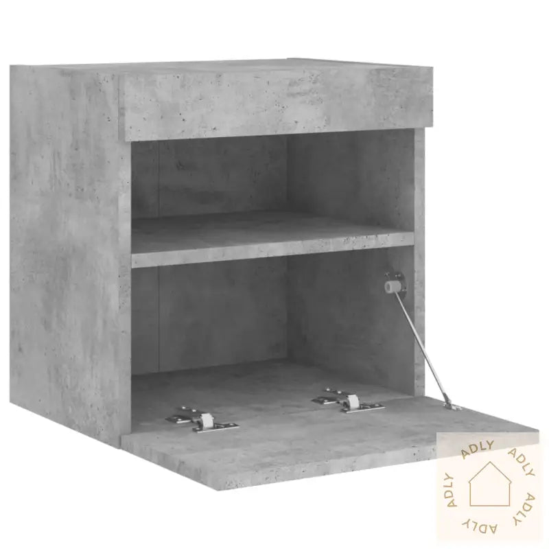 Vegghengt Tv-Benk Med Led-Lys Betonggrå 40X30X40 Cm