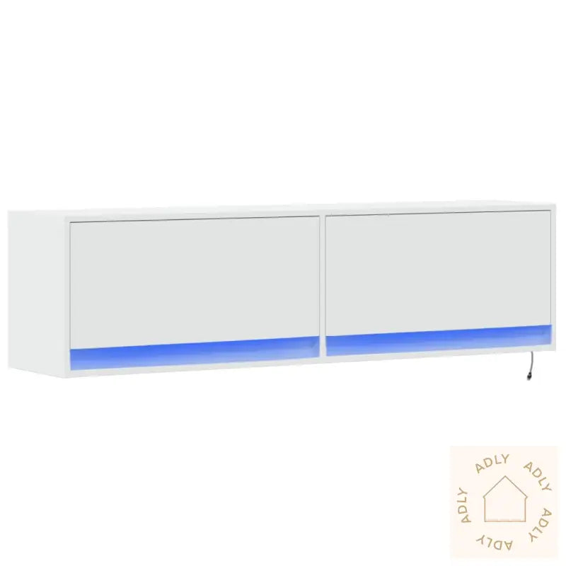 Vegghengt Tv-Benk Med Led Hvit 140X31X38 Cm