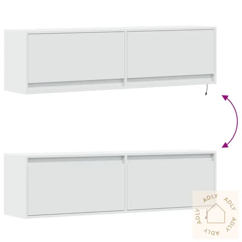 Vegghengt Tv-Benk Med Led Hvit 140X31X38 Cm