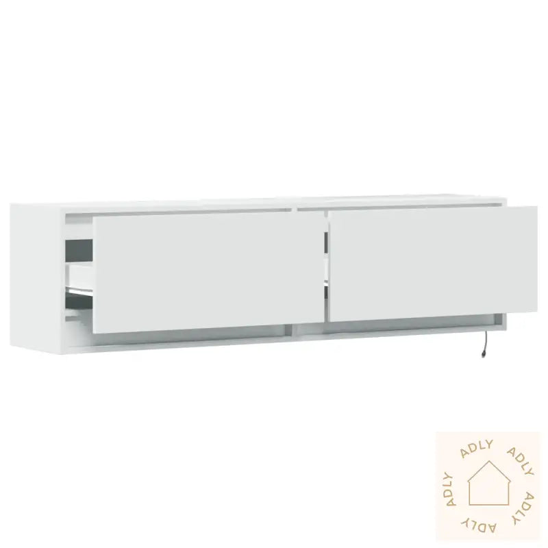 Vegghengt Tv-Benk Med Led Hvit 140X31X38 Cm