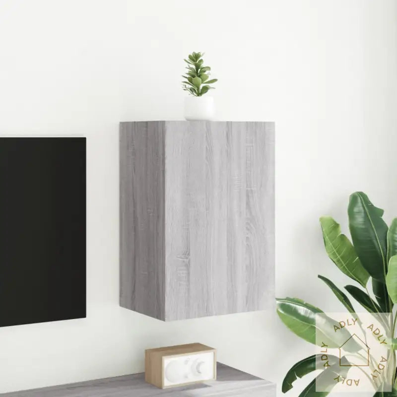 Vegghengt Tv-Benk Grå Sonoma 40,5X30X60 Cm Konstruert Tre