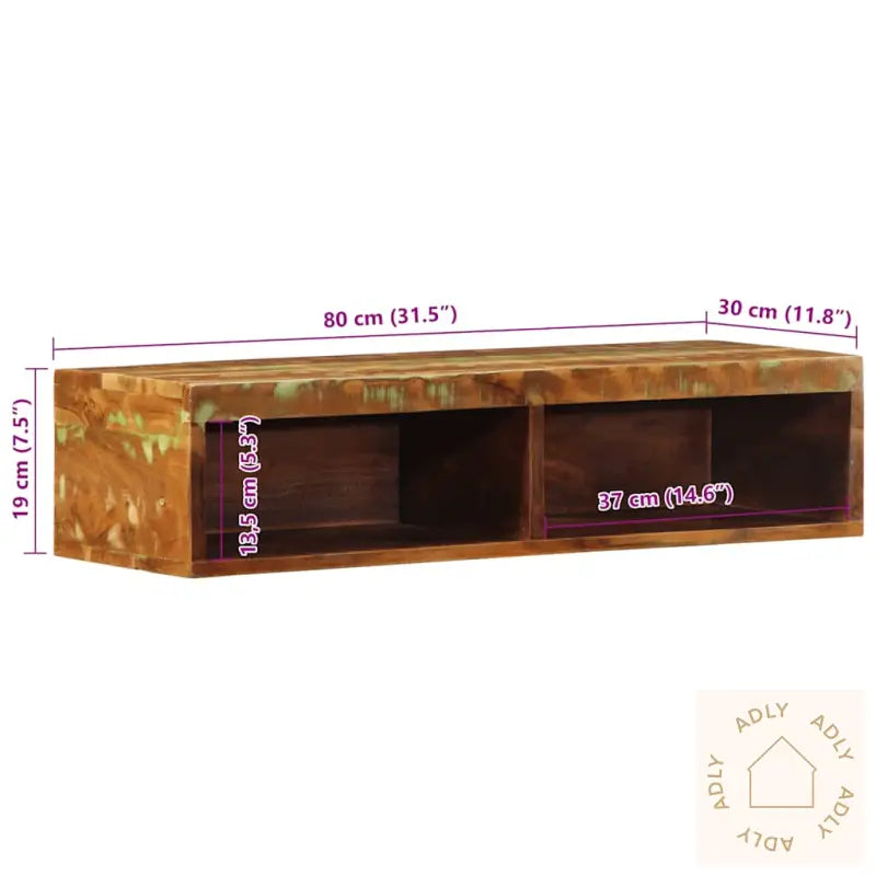 Veggmontert Tv-Benk 80X30X19 Cm Grovt Heltre Mangotre