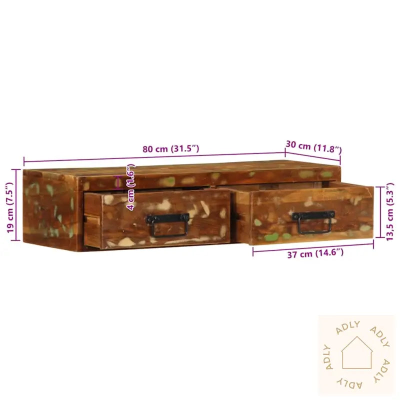 Veggmontert Tv-Benk 80X30X19 Cm Gjenvunnet Heltre