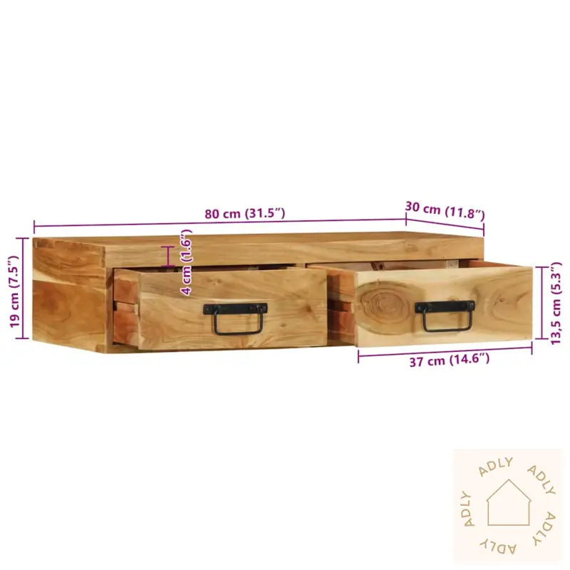 Veggmontert Tv-Benk 80X30X19 Cm Heltre Akasie