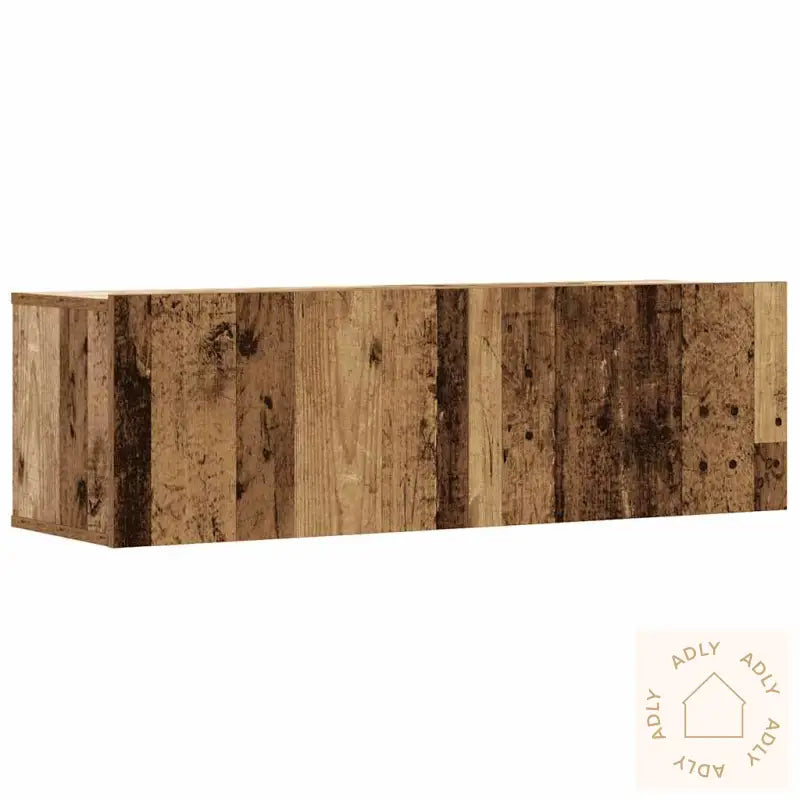 Tv-Skapsett 6 Deler Veggmontert Gammelt Tre Konstruert Tre