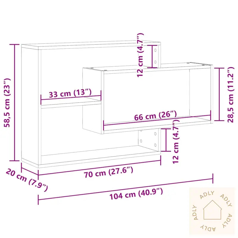 Vegghylle Artisan Eik 104X20X58,5 Cm Konstruert Tre