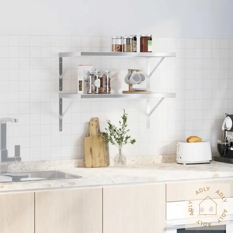 Vegghyller 2 Stk 75X40X3 Cm Sølv Rustfritt Stål