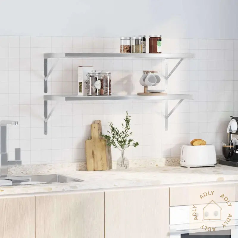 Vegghyller 2 Stk 100X40X3 Cm Sølv Rustfritt Stål