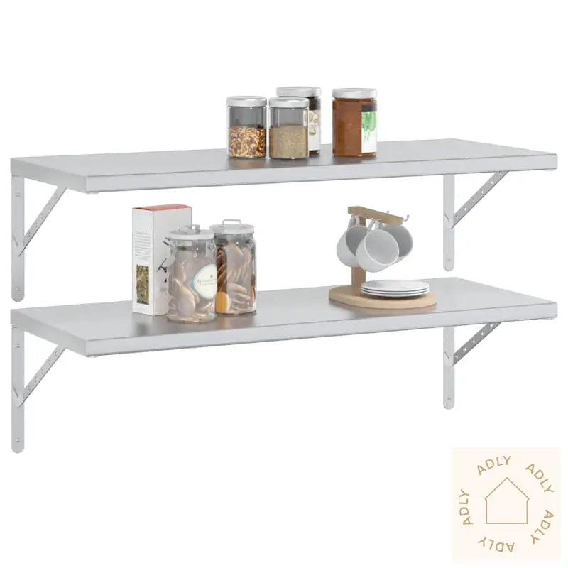 Vegghyller 2 Stk 100X40X3 Cm Sølv Rustfritt Stål