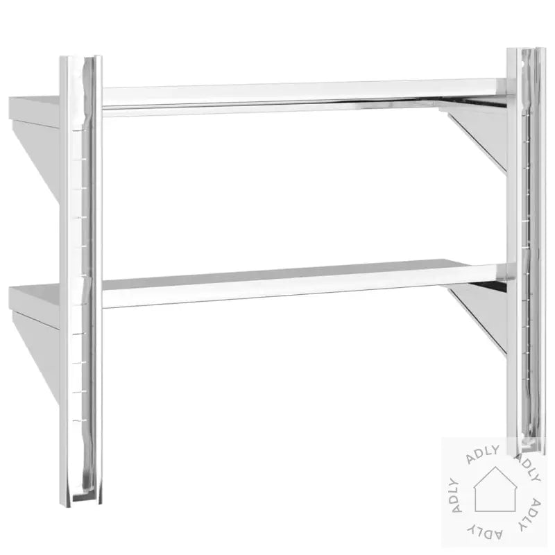 Vegghylle 2 Etasjer 75X23,5X60 Cm Sølv Rustfritt Stål