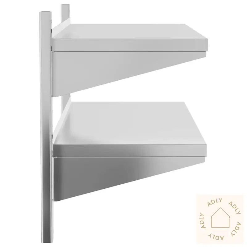 Vegghylle 2 Etasjer 100X40X60 Cm Sølv Rustfritt Stål