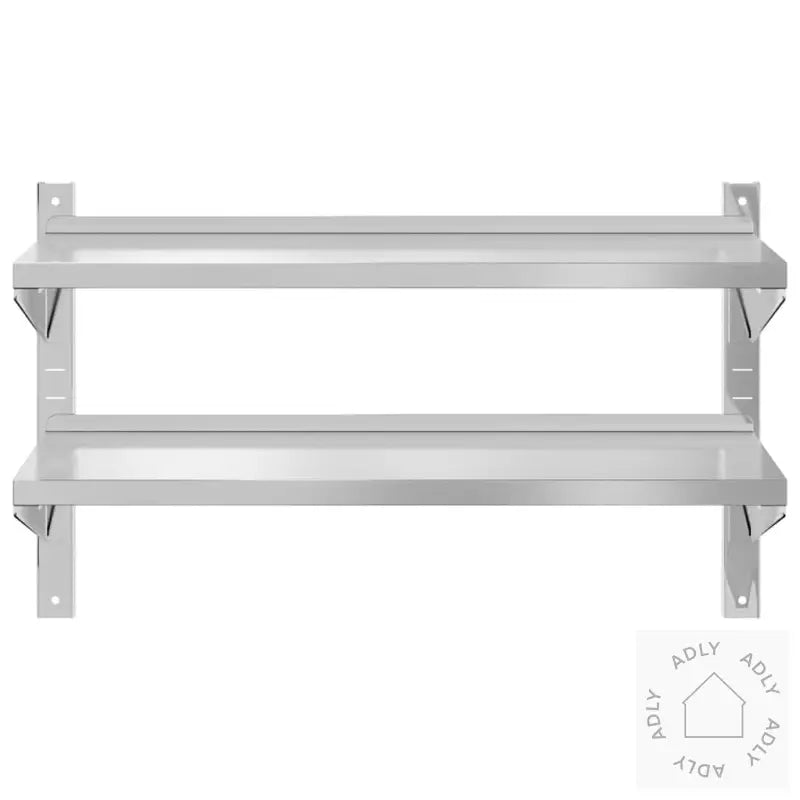 Vegghylle 2 Etasjer 100X40X60 Cm Sølv Rustfritt Stål