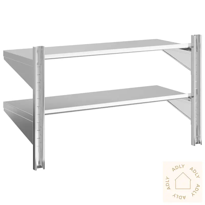 Vegghylle 2 Etasjer 100X40X60 Cm Sølv Rustfritt Stål