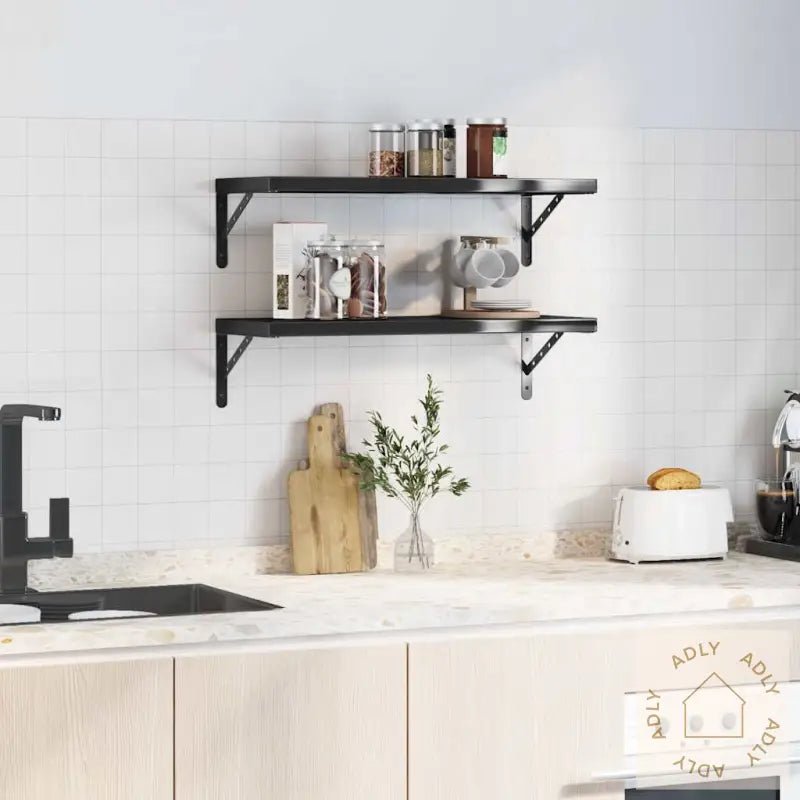 Vegghyller 2 Stk 75X30X3 Cm Svart Rustfritt Stål