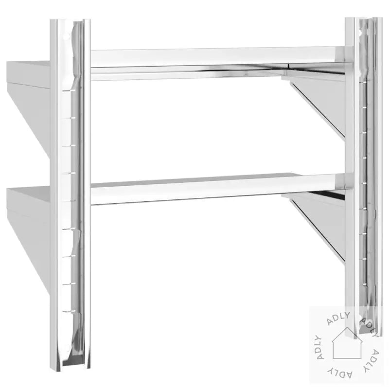 Vegghylle 2 Etasjer 50X23,5X48 Cm Sølv Rustfritt Stål
