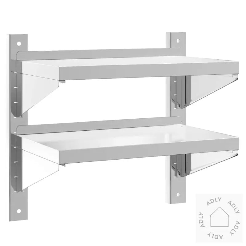 Vegghylle 2 Etasjer 50X30X48 Cm Sølv Rustfritt Stål