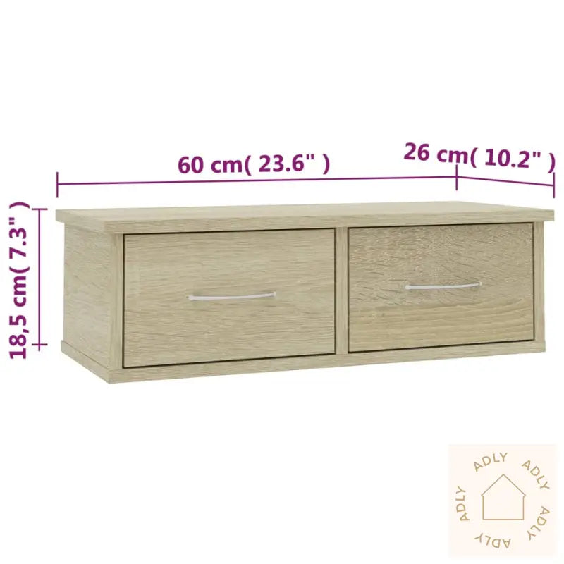 Veggskuff Sonoma Eik 60X26X18,5 Cm Konstruert Tre