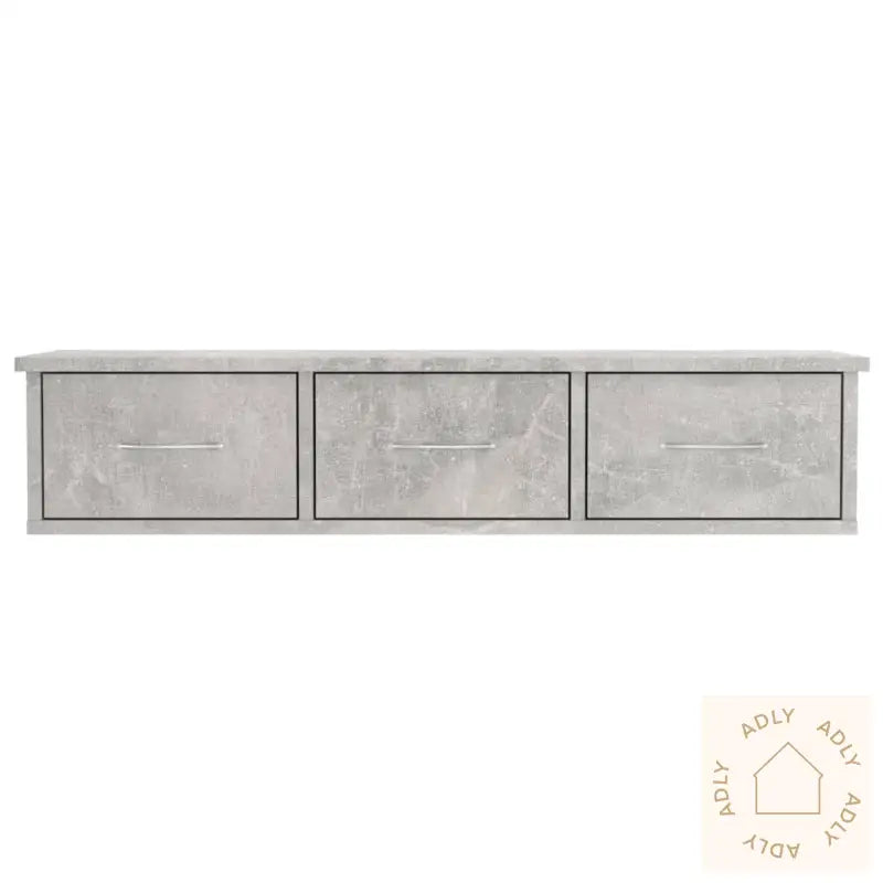 Vegghylle Med Skuff Betonggrå 88X26X18,5 Cm Konstruert Tre