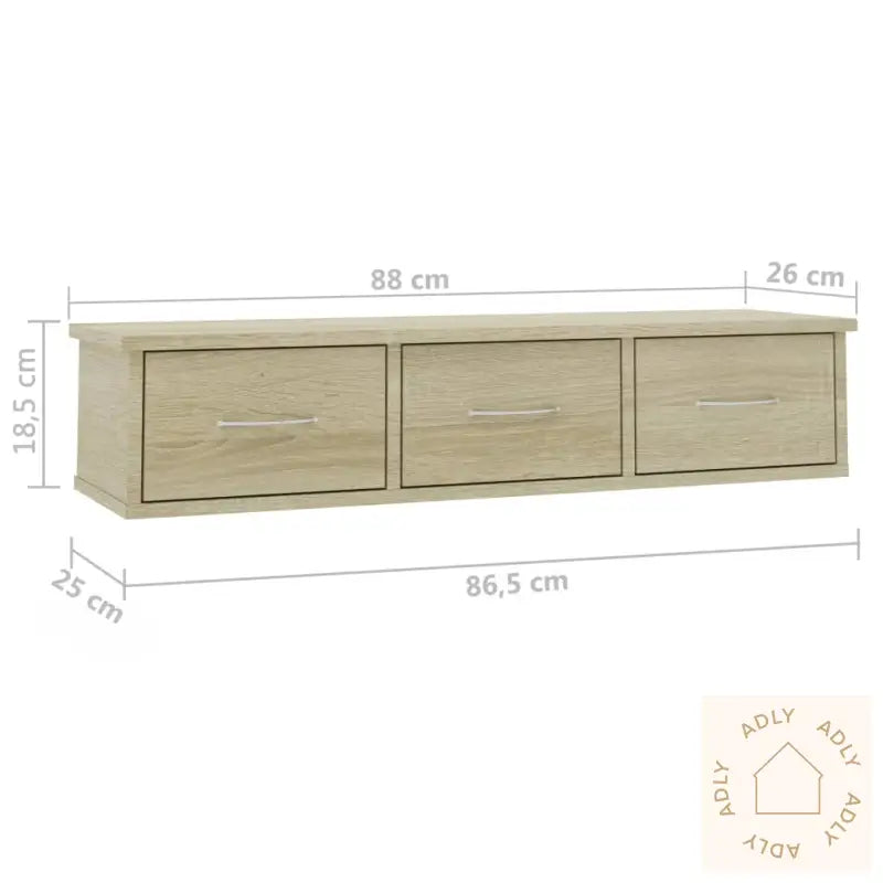 Vegghylle Med Skuff Sonoma Eik 88X26X18,5 Cm Konstruert Tre