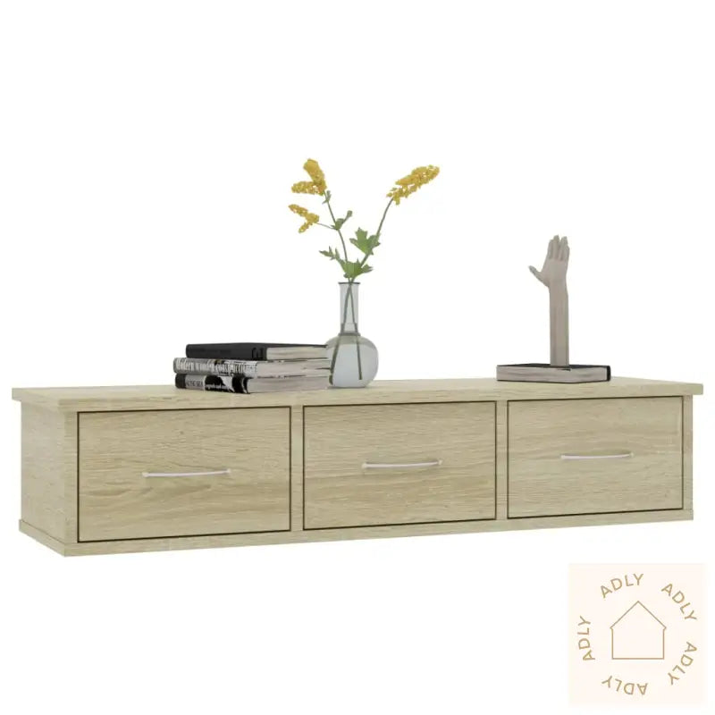 Vegghylle Med Skuff Sonoma Eik 88X26X18,5 Cm Konstruert Tre