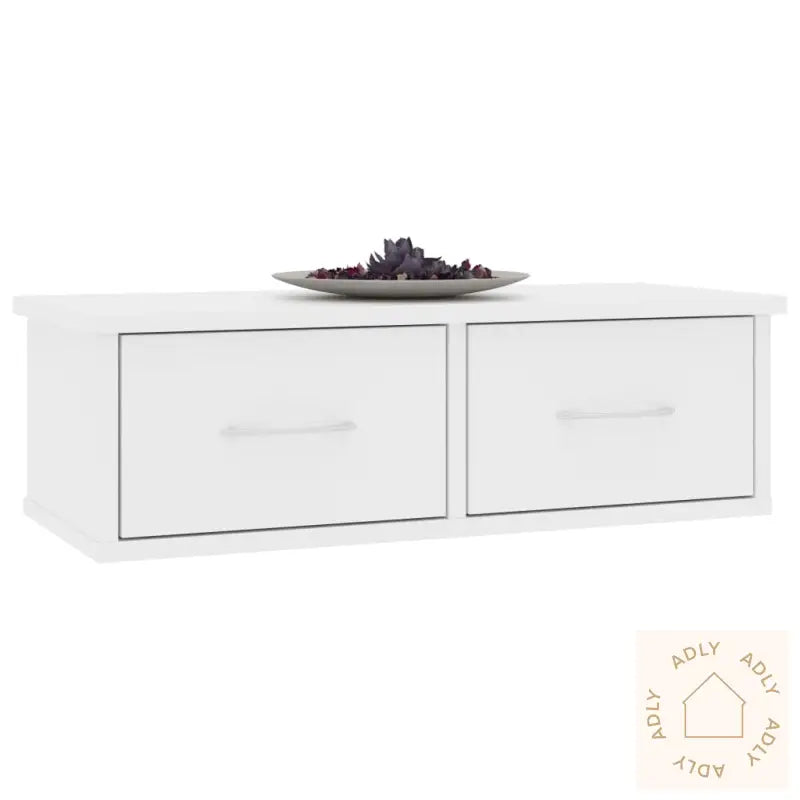 Veggmontert Hylle Med Skuff Hvit 60X26X18,5 Cm Konstruert Tre