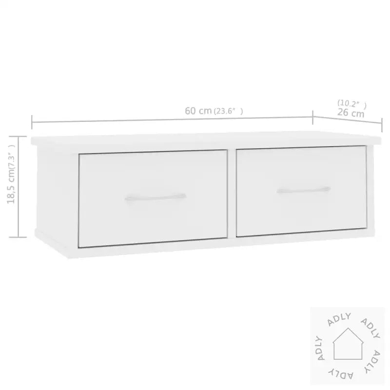 Veggmontert Hylle Med Skuff Hvit 60X26X18,5 Cm Konstruert Tre