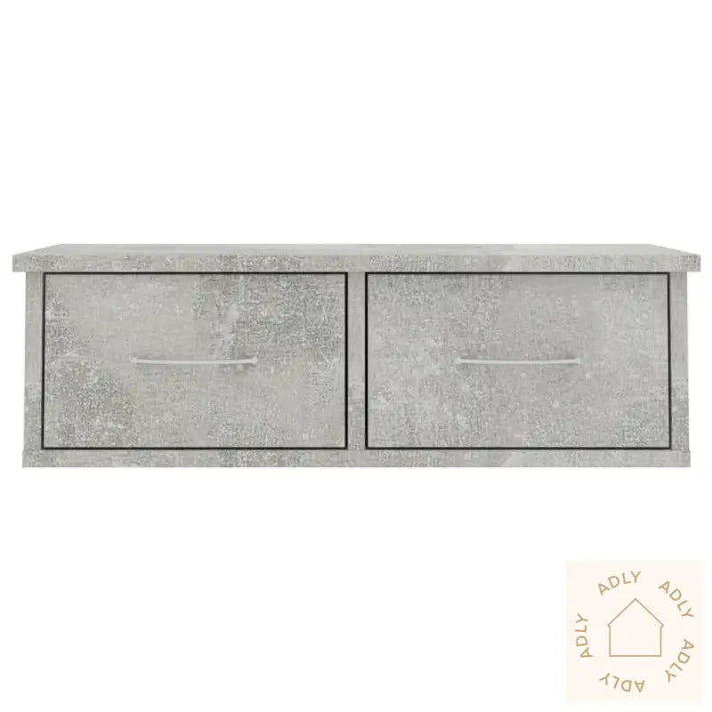 Vegghylle Med Skuff Betonggrå 60X26X18,5 Cm Konstruert Tre