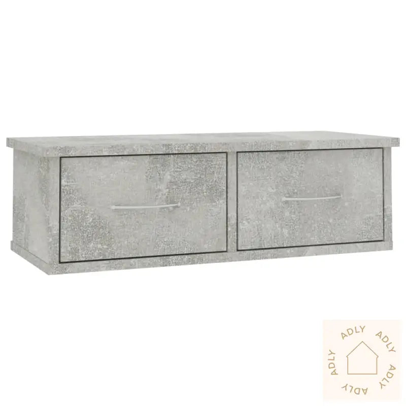 Vegghylle Med Skuff Betonggrå 60X26X18,5 Cm Konstruert Tre