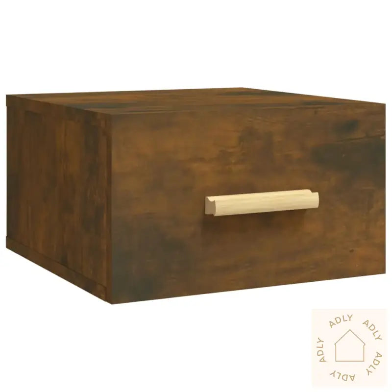 Veggmonterte Nattbord 2 Stk Røkt Eik 35X35X20 Cm