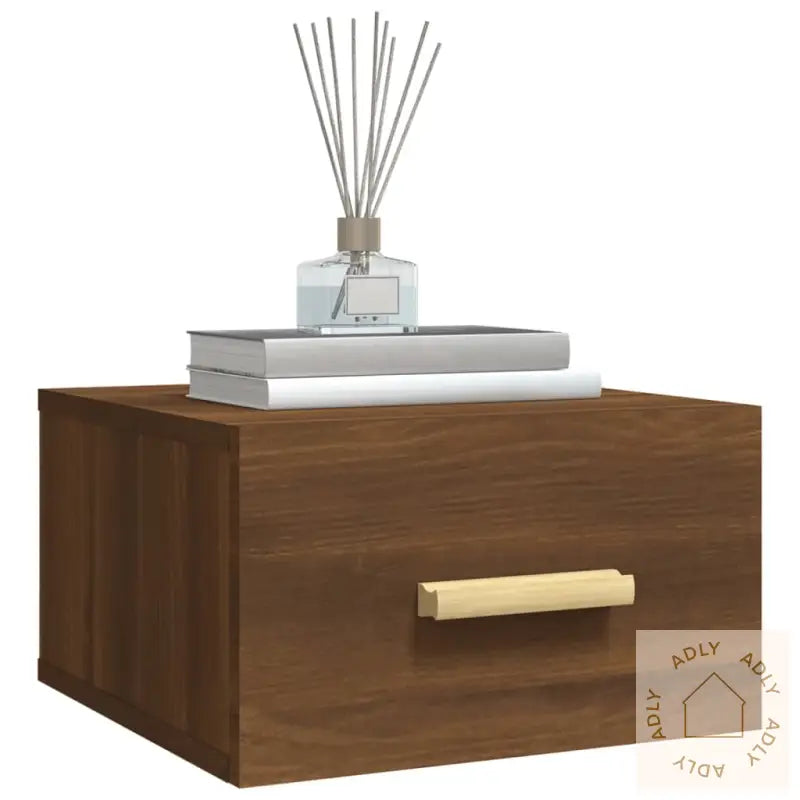 Veggmonterte Nattbord 2 Stk Brun Eik 35X35X20 Cm