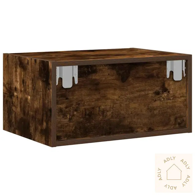 Vegghengte Nattbord Med Led-Lys 2 Stk Røkt Eik