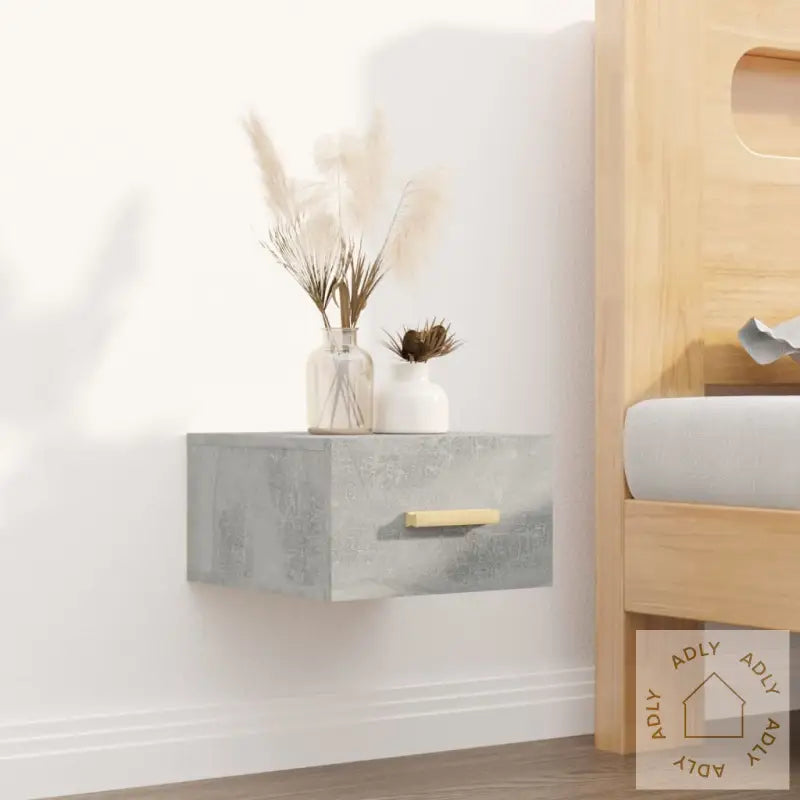 Veggmonterte Nattbord 2 Stk Betonggrå 35X35X20 Cm