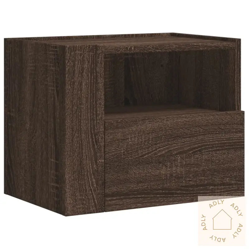Veggmonterte Nattbord 2 Stk Brun Eik 45X30X35 Cm
